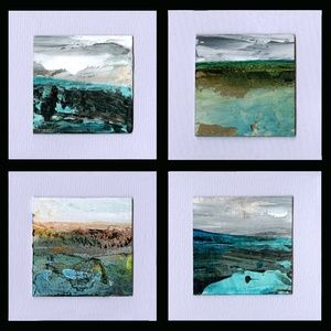 sold - Bundle of 4 Small Landscape paintings - Mystical Land Collection 2